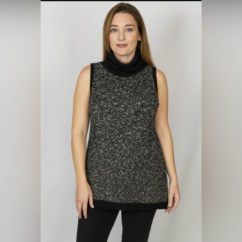 h.one higher low turtleneck sweater vest with zippers on side